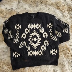 Black and White Geometric Sweater